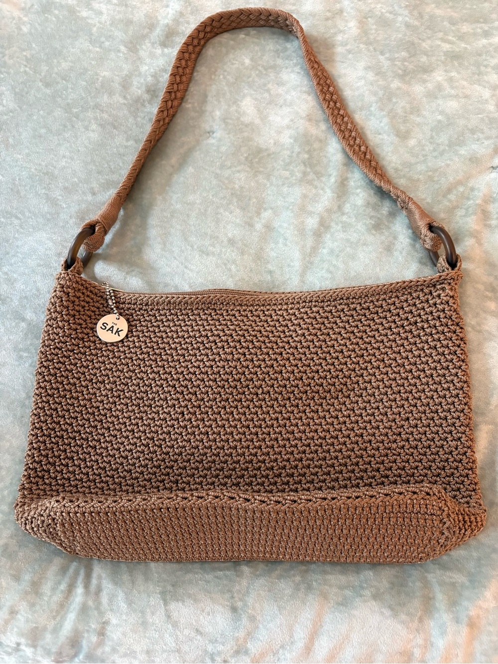 The Sak Brown Woven Shoulder Bag with Braided Strap